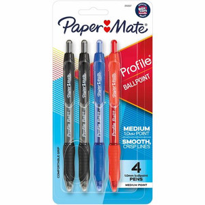 Paper Mate Pen RT Bold Profile Asst 4/pkg - 1 mm Bold, Medium Pen Point - Retractable - Black, Blue, Red, Assorted Ink - Solvent Based - Assorted Barrel