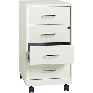 NuSparc Mobile Storage Cabinet - 14.2" Width x 18" Depth x 26.5" Height - 4 x Drawer(s) - Letter, Legal - Mobility, Glide Suspension, Anti-tip, Nonporous Surface, Cam Lock, 3/4 Drawer Extension - White