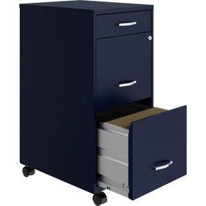 NuSparc Mobile File Cabinet - 14.2" Width x 18" Depth x 29.5" Height - 3 x Drawer(s) for File, Box - Letter - Mobility, Locking Drawer, Glide Suspension, 3/4 Drawer Extension, Cam Lock, Nonporous Surface - Blue