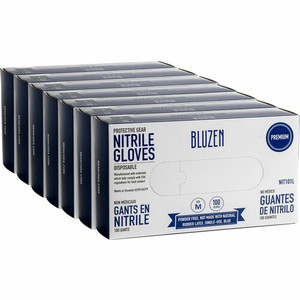 BLUZEN Disposable Nitrile Gloves - 3 mil Thickness - Medium Size - Nitrile - Blue - Durable, Comfortable