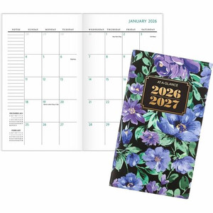 At-A-Glance Badge Floral Two-Year Monthly Planner - Pocket - Monthly - 24 Month - January 2026 to December 2026 - 1 Month Double Page Layout
