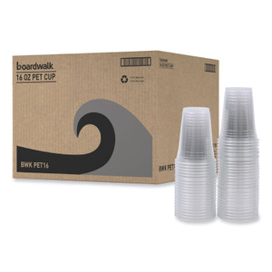 Boardwalk Clear Plastic Cold Cups, 16 oz, 50/Sleeve, 20 Sleeves/Carton