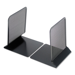 Universal Metal Mesh Bookends, Nonskid, 5.38 x 5.38 x 6.75, Black, 1 Pair (UNV20025) View Product Image