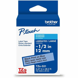 Brother Genuine P-touch TZe531 BK on BK Label Tape, Laminated, 12mmX8m - x 15/32" Width - Blue