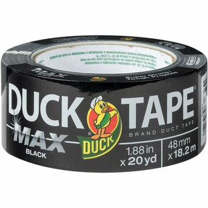 Duck Max Strength Packaging Tape - 20 yd Length x 1.88" Width - Black - Rubber Adhesive - For Packaging, Wood, Plastic, Glass, Sealing, Bundling