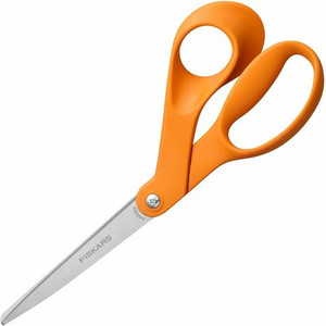 Fiskars Original Orange-handled Scissors - 8" Overall Length - Bent - Stainless Steel Precision-ground Blade - Sharp Tip