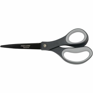 Fiskars Non-stick Titanium Softgrip Scissors - 8" Overall Length - Stainless Steel - Straight Tip - Gray