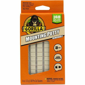 Gorilla Mounting Putty - Beige - For Indoor, Outdoor, Mounting, Paper, Wall, Wood, Tile, Metal, Glass - 168/Pack
