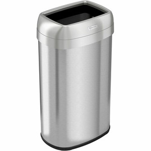 HLS Commercial Stainless Steel Open Top Trash Can - 16 gal Capacity - Elliptical - Manual - HLCHLS16STV
