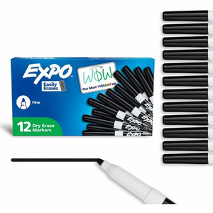 Expo Low-Odor Dry Erase Markers - Fine Marker Point - Erasable - Black Ink - Dry