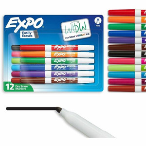 Expo Low-Odor Dry Erase Markers - Fine Marker Point - Erasable - Assorted Ink - Dry - (SAN86603B)