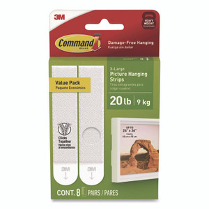 Command Picture Hanging Strips, X-Large, Removable, Holds up to 20 lbs per 4 Pairs, 8 Pairs/Pack