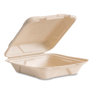 Vegware Nourish Molded Fiber Takeout Containers, Compostable, 7.9 x 7.9 x 2.9, White, Sugarcane, 200/Carton
