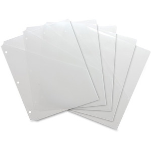 Business Source Poly Binder Pockets - 40 x Sheet Capacity - For Letter 8 1/2" x 11" Sheet - 3 x Holes - Rectangular - Clear