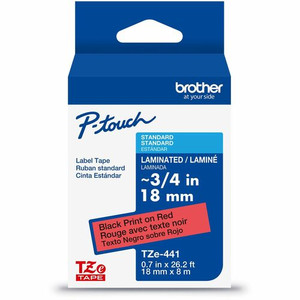 Brother Genuine P-touch TZe441 BK on RD Label Tape, Laminated, 18mmX8m - BRTTZE441G