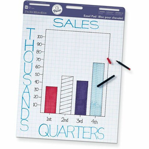 Pacon Easel Pad, Non-Adhesive, White, 1 in grid ruled 27" x 34" , 50 Sheets - DIXP3387