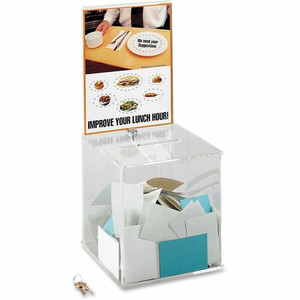 Safco Customizable Locking Acrylic Collection Box - Compartment Size : 5.75" x 0.50" - 21" Height x 9.25" Width x 9.25" Depth - Lockable - Clear - Acrylic