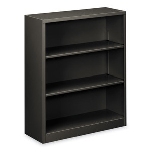 HON Metal Bookcase, Three-Shelf, 34.5w x 12.63d x 41h, Charcoal
