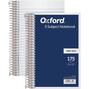 TOPS 5 Subject Wirebound Notebook - 175 Sheets - Coilock - 15 lb Basis Weight - 6" x 9 1/2" Sheet Size - White Paper