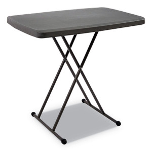 Iceberg IndestrucTable Classic Personal Folding Table, 30" x 20" x 25" to 28", Charcoal