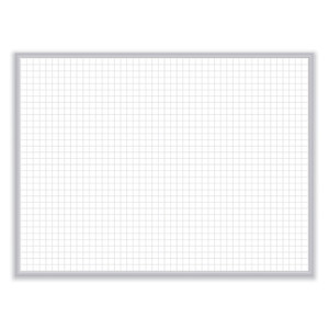 Ghent 1 x 1 Grid Magnetic Whiteboard, 48.5" x 36.5", White/Gray Surface, Satin Aluminum Frame