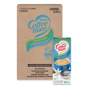 Coffee mate Liquid Coffee Creamer, Sugar Free French Vanilla, 0.38 oz Mini Cups, 50/Box, 4 Boxes/Carton, 200 Total/Carton (NES91757CT) View Product Image