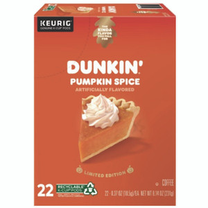 Dunkin' K-Cup Pods, Pumpkin Spice, 22/Box