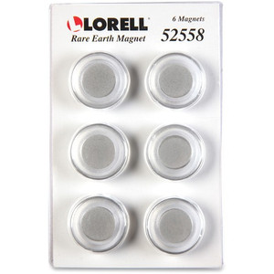 Lorell Round Cap Rare Earth Magnets - 1.2" Diameter - Round - 6 / Pack