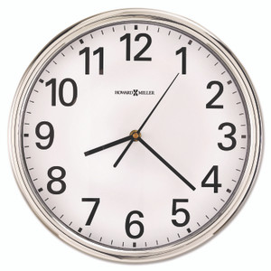 Howard Miller Hamilton Wall Clock, 12" Overall Diameter, Silver Case, 1 AA (sold separately)