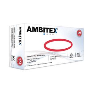 AMBITEX EconoFit Plus Powder-Free Polyethylene Gloves, Small, Clear, 200/Pack, 10 Packs/Carton