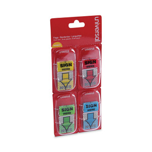 Universal Deluxe Message Arrow Flags, "Sign Here", Assorted Colors, 120/Pack