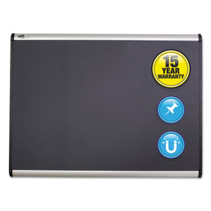Quartet Prestige Plus Magnetic Fabric Bulletin Boards, 48" x 36", Gray Surface, Satin Aluminum Frame