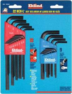 22-Pc Short & Long L-Wrench Hex Key Set Inch & (269-10022)