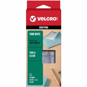 VELCRO Thin Clear Fasteners 5/8in Circles Clear 75 ct - 0.63" Diameter - Clear - Water Resistant - For Indoor, Outdoor, Card, Crafting, Scrapbooking, Project, Glass, Plastic, Classroom, Office, Home, ... Carton