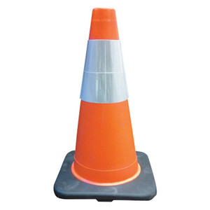 Cortina PVC Traffic Cones, 18 in, 6 in Upper Reflective Collar, PVC, Orange/Black View Product Image