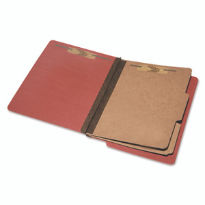 AbilityOne 7530015907104 SKILCRAFT End Tab Classification Folders, 2" Expansion, 2 Dividers, 6 Fasteners, Letter Size, Earth Red, 10/Box