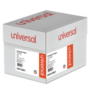 Universal Printout Paper, 1-Part, 18 lb Bond Weight, 14.88 x 11, White/Green Bar, 2,600/Carton (UNV15851) View Product Image