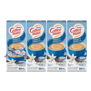 Coffee mate Liquid Coffee Creamer, French Vanilla, 0.38 oz Mini Cups, 50/Box, 4 Boxes/Carton