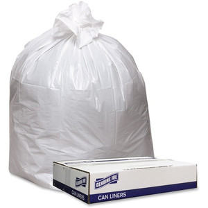 Genuine Joe Can Liners,Hvy-Dty,0.9mil,31-33 Gal,33"x39",100BG/CT,White (GJO3339W) View Product Image