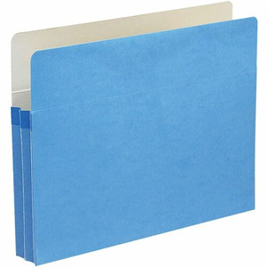 Smead Straight Tab Cut Letter Recycled File Pocket - 8 1/2" x 11" - 1 3/4" Expansion - Top Tab Location - Card Stock - Blue