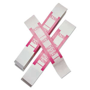 Iconex Color-Coded Kraft Currency Straps, Dollar Bill, $250, Self-Adhesive, 1000/Pack