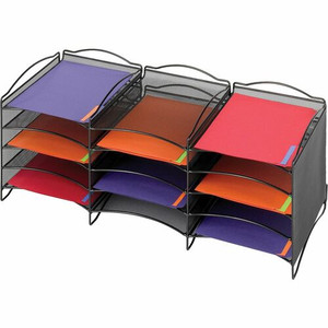 Safco 12-Compartment Mesh Desktop Organizer - 12 Compartment(s) - Compartment Size : 1.75" x 9.50" x 12.25" - 11.25" Height x 30" Width x 12.62" Depth - Desktop - Stackable
