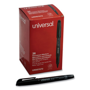 Universal Pen-Style Permanent Marker Value Pack, Fine Bullet Tip, Black, 36/Pack (UNV07070) View Product Image