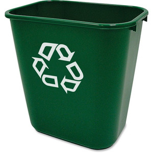 Rubbermaid Commercial Deskside Recycling Container - 7.03 gal Capacity - Rectangular - 15" Height x 10.2" Width - Plastic - Green