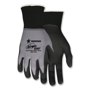 MCR Safety Ninja Nitrile Coating Nylon/Spandex Gloves, Black/Gray, Large, Dozen View Product Image