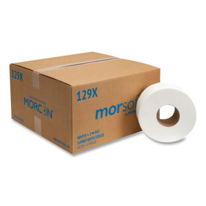 Morcon Tissue Jumbo Bath Tissue, Septic Safe, 2-Ply, White, 3.3" x 500 ft, 12/Carton (MOR129X) View Product Image