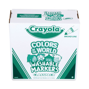 Crayola Colors of the World Washable Markers Classpack, Broad Bullet Tip, Assorted Colors, 240/Pack