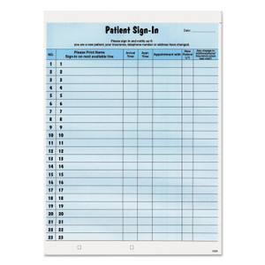 Tabbies Patient Sign-In Label Forms, Two-Part Carbon, 8.5 x 11.63, Blue Sheets, 125 Forms Total (TAB14531) View Product Image