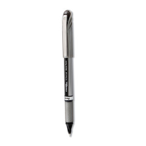 Pentel EnerGel NV Gel Pen, Stick, Medium 0.7 mm, Black Ink, Gray/Black Barrel, Dozen