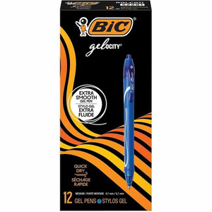 BIC Gel-ocity .7mm Retractable Pen - 0.7 mm Medium Pen Point - Retractable - Blue Ink - Gel-based